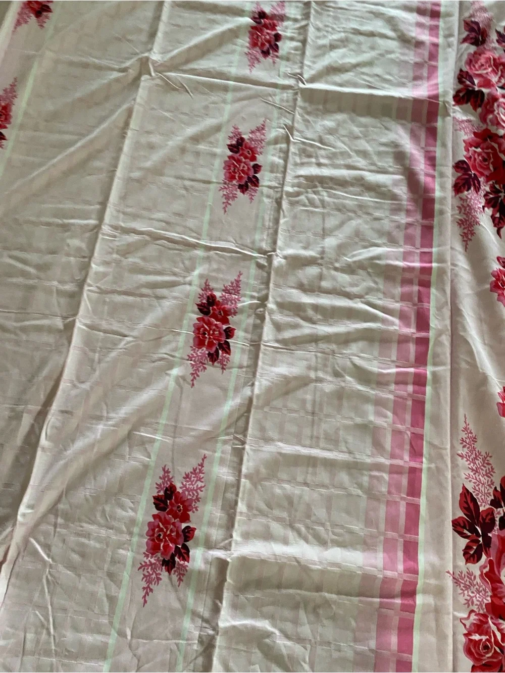 Vintage Cottagecore Pink Rose Flat Sheet 80x90 Full Double Shabby Chic Floral